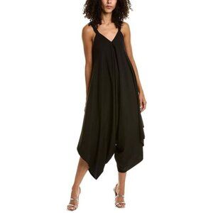 Gracia Size Large Black Sleeveless Drapey Maxi Jumpsuit